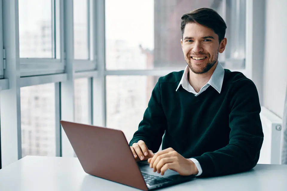 A man working on a laptop